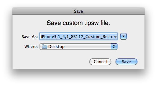 Pwnage Tool Save Custom IPSW