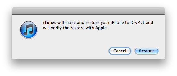 iTunes Erase Restore Verify