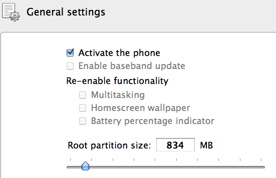 PwnageTool General Settings