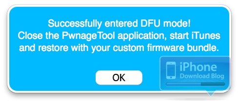 PwnageTool Successfully Entered DFU