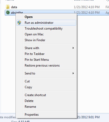 absinthe windows run as admin