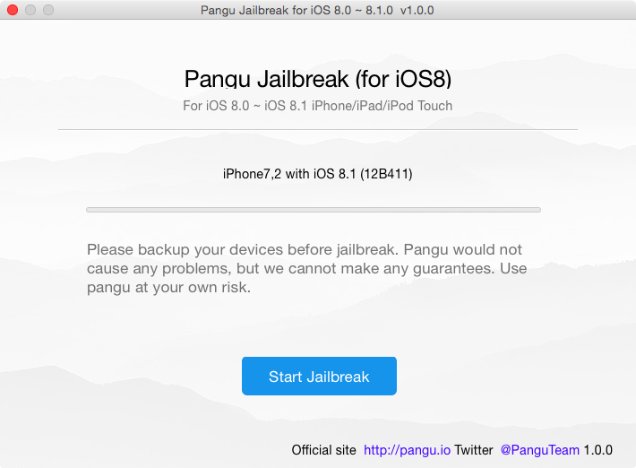 Pangu 8 for Mac Start Jailbreak