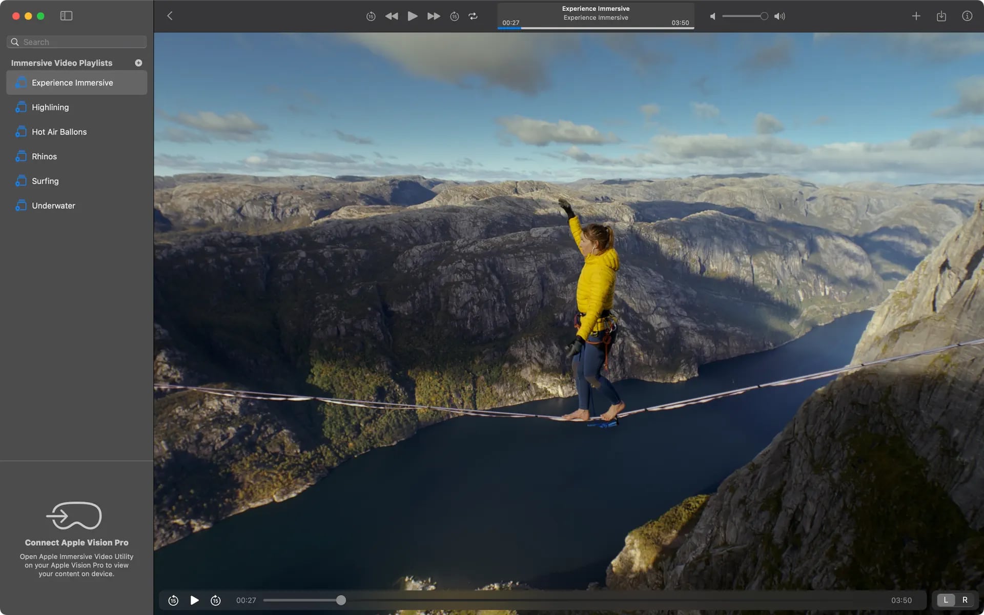Syncing immersive Vision Pro videos on a Mac.