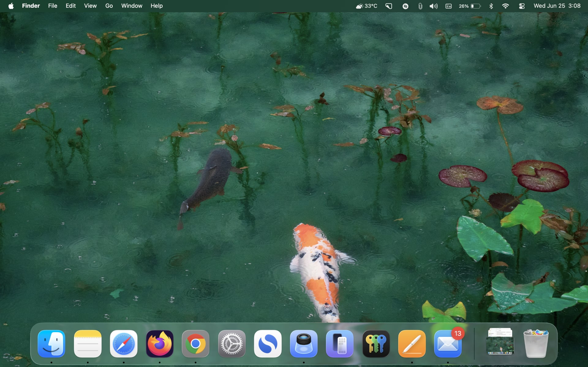 The macOS desktop with the menu bar background turned on.