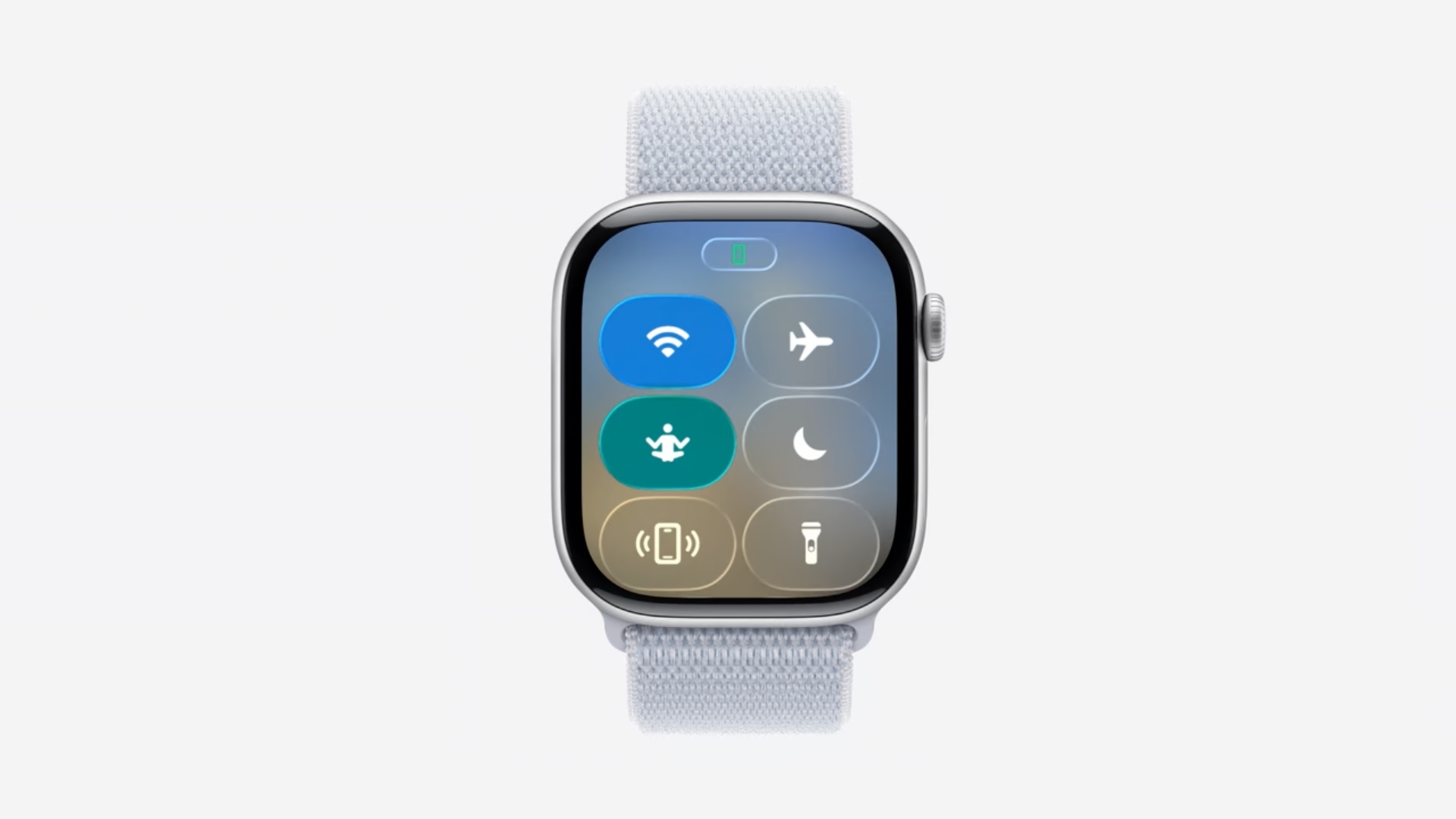 Apple Watch displaying an iPhone app toggle in the Control Center.